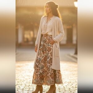 Massimo Dutti Crochet Eyelash Open Front Cardigan Bohemian Indie